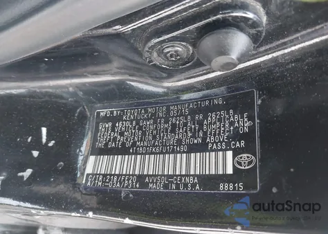 2015 Toyota Camry Hybrid Le z USA, uszkodzony, nr VIN 4T1BD1FK6FU171490